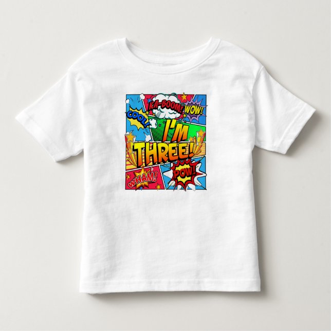 I'm Three Comic Book Toddler T-Shirt (Front)