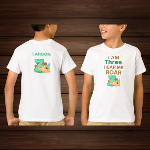 I'm Three Hear Me Roar Personalised kids T-Rex  T- T-Shirt