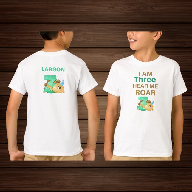 I'm Three Hear Me Roar Personalised kids T-Rex  T- T-Shirt (Creator Uploaded)