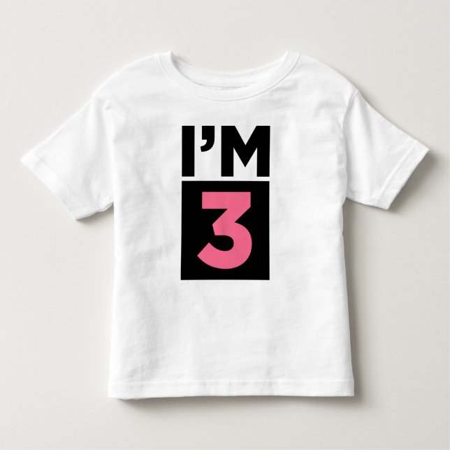 I'm Three Pink Third Birthday Shirt (Front)