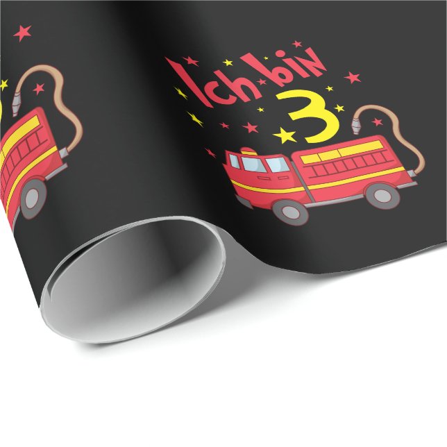 I'm three years old firefighter's birthday wrapping paper (Roll Corner)