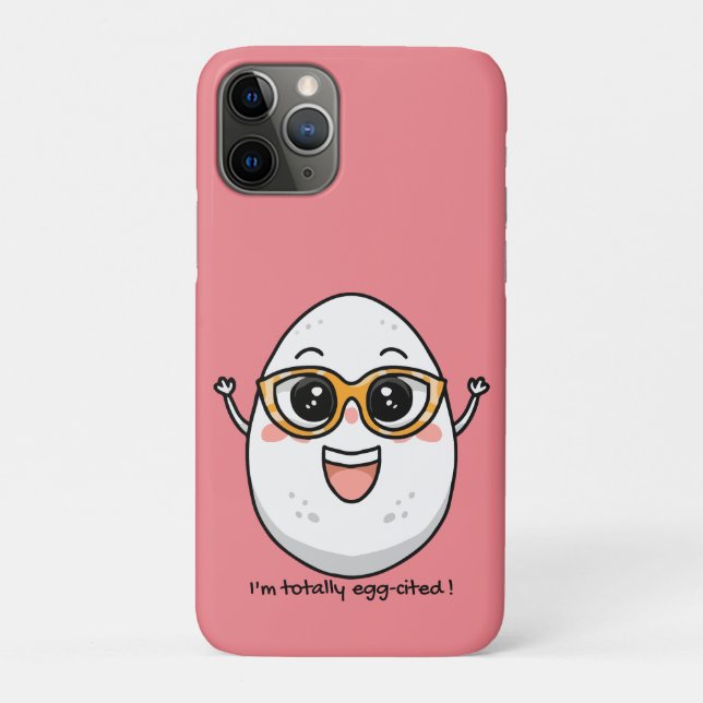 I'm Totally Egg-cited cheerful egg wearing glasses Case-Mate iPhone Case (Back)