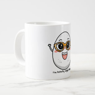 I'm Totally Egg-cited cheerful egg wearing glasses Large Coffee Mug