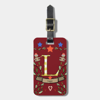 I'm travelling for Christmas monogram "L" with nam Luggage Tag