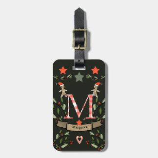 I'm travelling for Christmas monogram "M" with nam Luggage Tag