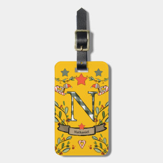 I'm travelling for Christmas monogram "N" with nam Luggage Tag