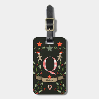 I'm travelling for Christmas monogram "Q" with nam Luggage Tag