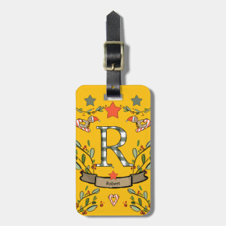 I'm travelling for Christmas monogram "R" with nam Luggage Tag