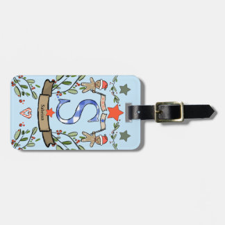 I'm travelling for Christmas monogram "S" with nam Luggage Tag