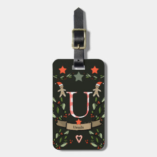 I'm travelling for Christmas monogram "U" with nam Luggage Tag