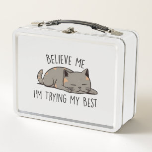 I'm Trying my Best Cute Cat Metal Lunch Box