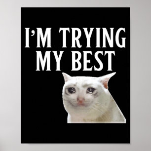 I'm Trying My Funny Crying Cat Meme Men Women Kids Poster
