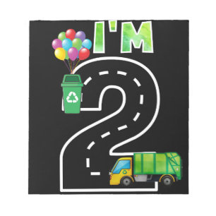 I'm Two 2 Years Old Birthday Boy Garbage Truck Notepad