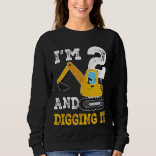 I'm Two 2nd Years Old Birthday Boy Excavator Const Sweatshirt