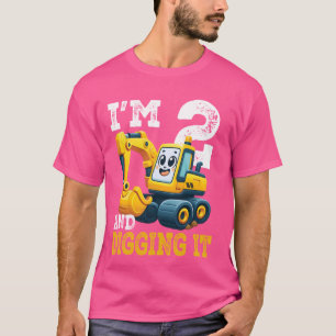 I'm Two 2nd Years Old Birthday Boy Excavator Const T-Shirt