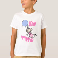 I'm Two Stick Figure Girl Birthday T-shirts