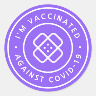 I'm Vaccinated   Purple Covid 19 Band-Aid Classic Round Sticker