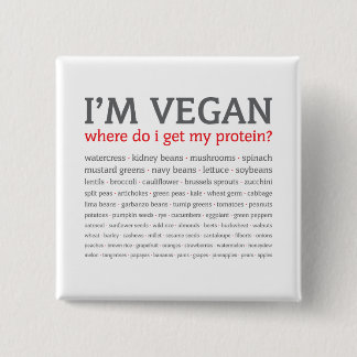I'm Vegan: Where do I get my protein? 15 Cm Square Badge