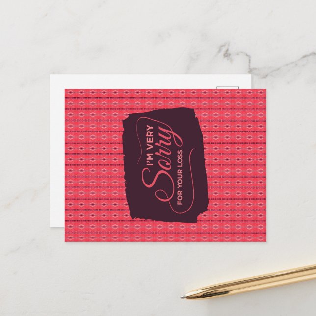 I'm Very Sorry For Your Loss Vertical Stringed Postcard (Front/Back In Situ)