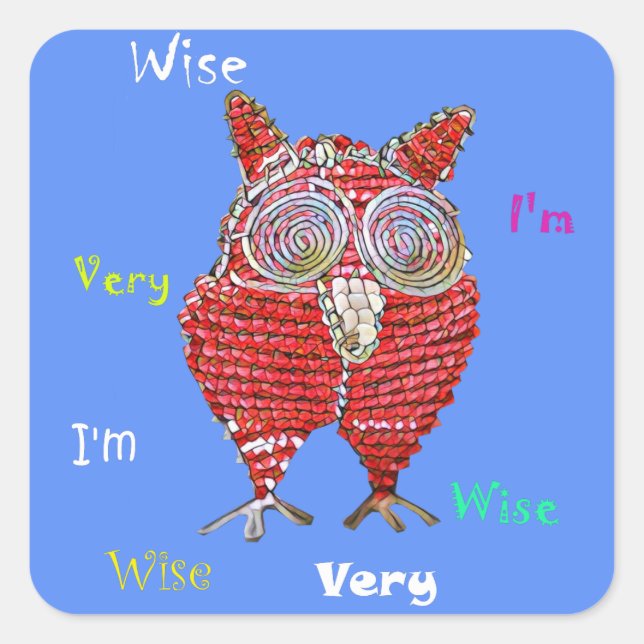 I'm Very Wise Funky Red Owl Sticker (Front)