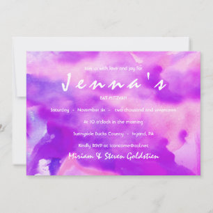I'M VIOLET WATERCOLOR Bat Mitzvah Invitation