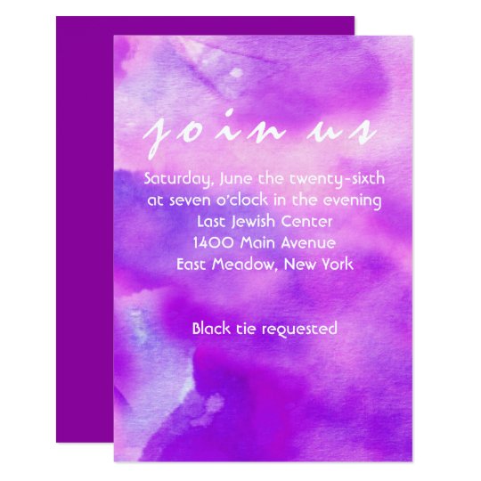 I'M VIOLET WATERCOLOR Bat Mitzvah Reception Card