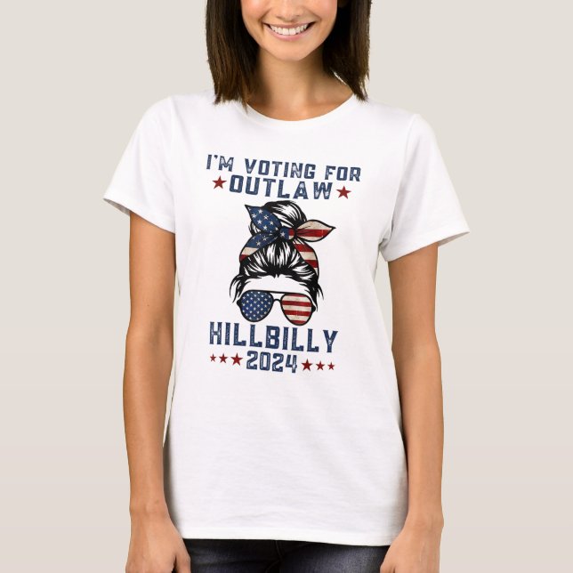 I'm Voting For the Outlaw Hillbilly 2024 US Flag T-Shirt (Front)