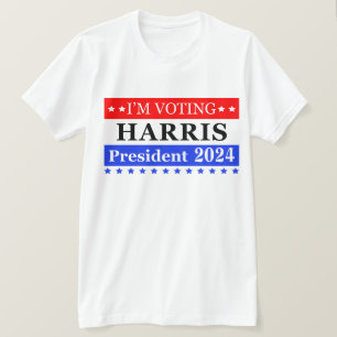 I'm Voting Harris President 2024 Patriotic Stripes T-Shirt
