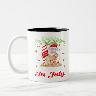 I'm Watching You Santa Christmas In July Tank Top Two-Tone Coffee Mug
