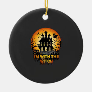 Im Witch Haunted House Full Moon Pumpkins Ceramic Tree Decoration