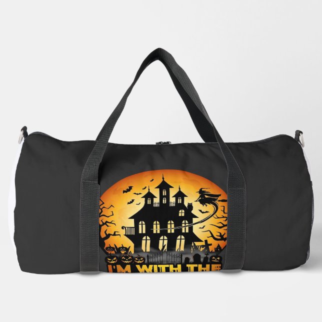 Im Witch Haunted House Full Moon Pumpkins Duffle Bag (Front)