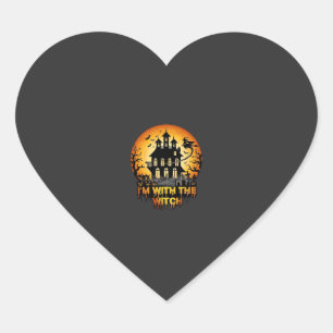 Im Witch Haunted House Full Moon Pumpkins Heart Sticker