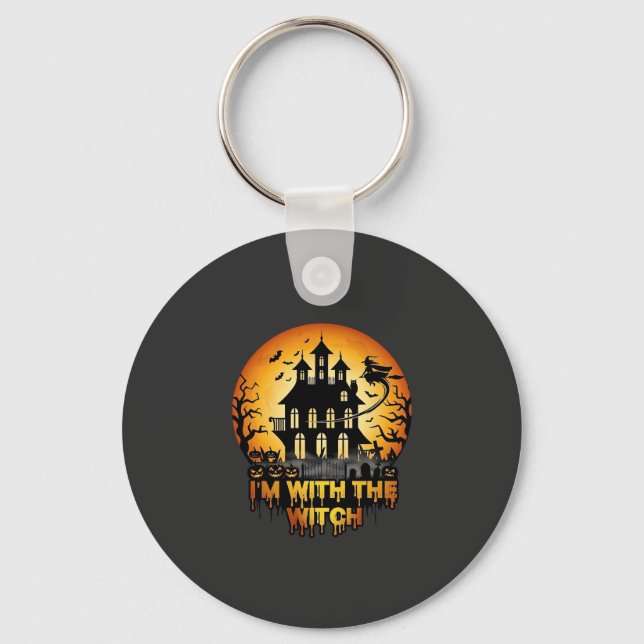 Im Witch Haunted House Full Moon Pumpkins Key Ring (Front)