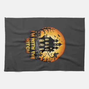 Im Witch Haunted House Full Moon Pumpkins Tea Towel