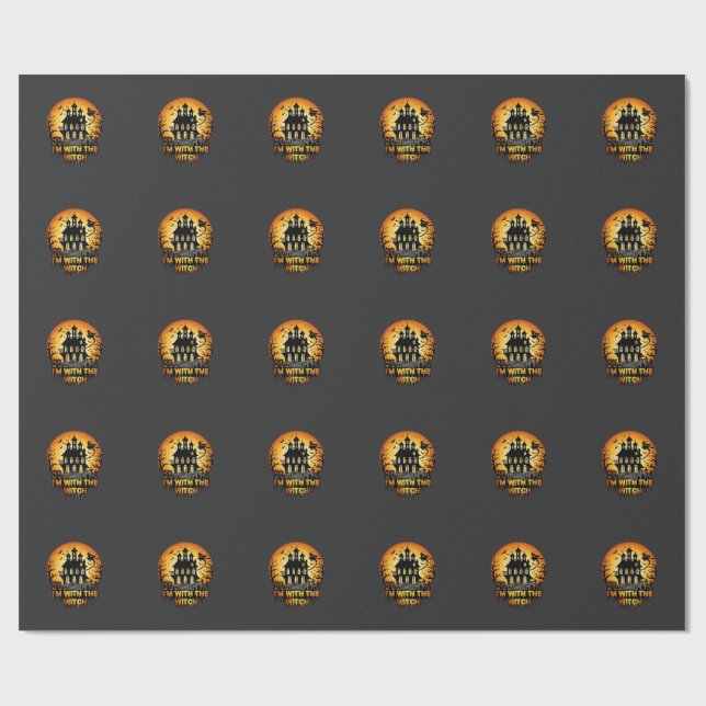 Im Witch Haunted House Full Moon Pumpkins Wrapping Paper (Flat)