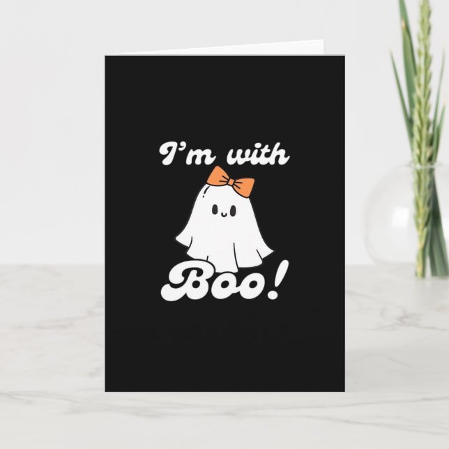 Im With Boo Funny Retro Style Card (Front)
