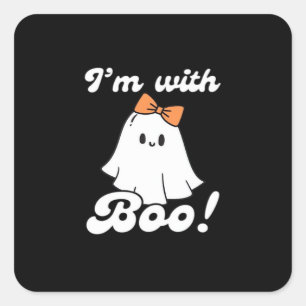 Im With Boo Funny Retro Style Square Sticker