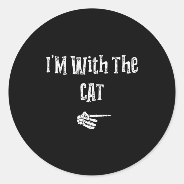 I'm With Cat Halloween Costume Funny Couples Match Classic Round Sticker (Front)