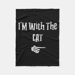 I'm With Cat Halloween Costume Funny Couples Match Fleece Blanket