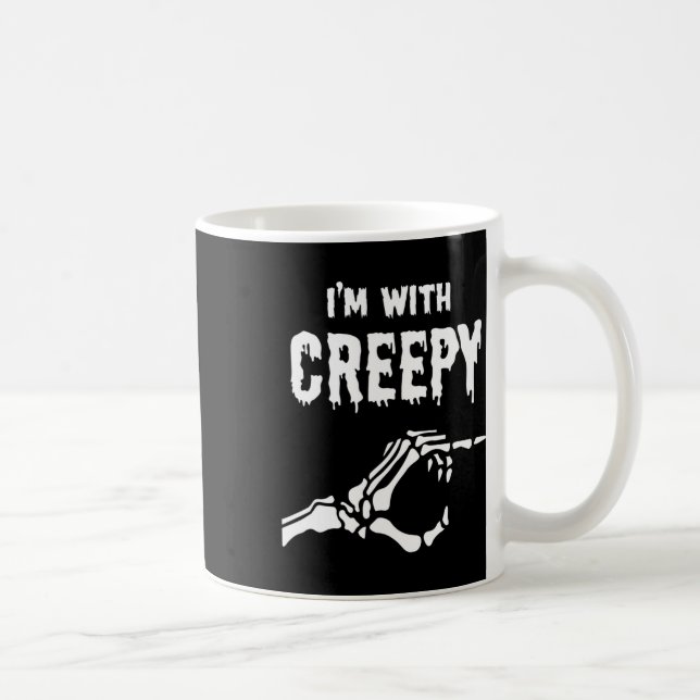 I'm With Creepy Skeleton Hand Halloween  Coffee Mug (Right)