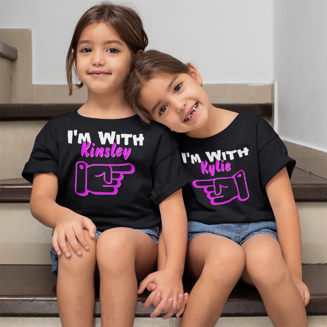 I'm With Custom Name Hand Pointing Right Besties T-Shirt (Creator Uploaded)