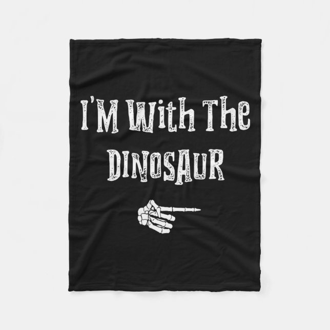 I'm With Dinosaur Halloween Costume Funny Couples  Fleece Blanket (Front)