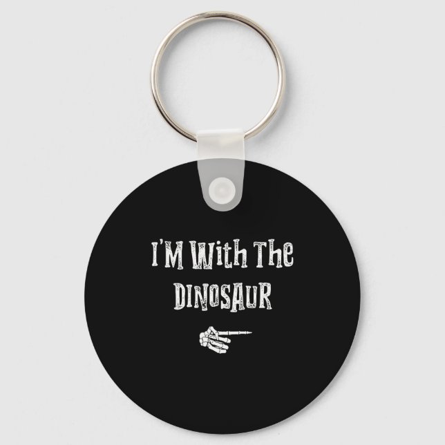 I'm With Dinosaur Halloween Costume Funny Couples  Key Ring (Front)