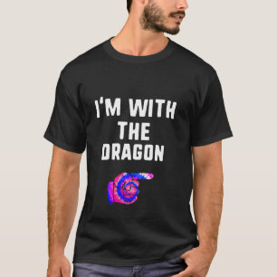 I'm With Dragon Tie Dye Halloween Matching Couple T-Shirt