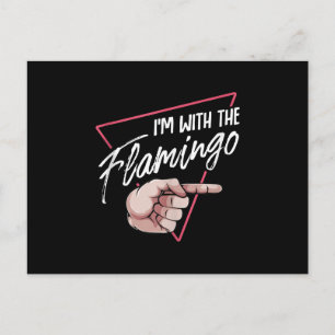 Im With Flamingo Halloween Matching Couple Costume Announcement Postcard