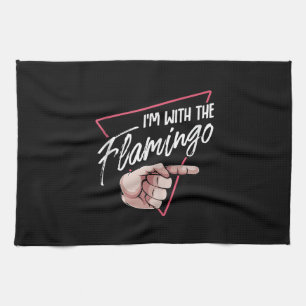 Im With Flamingo Halloween Matching Couple Costume Tea Towel