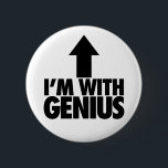 Im With Genius 6 Cm Round Badge<br><div class="desc">Im With Genius is a hilarious parody of Im With Stupid. This Pinback Button uses a bold black arrow with “Im With Genius” below to give humour and satire,  the perfect button for anyone looking for funny and humourous jokes.</div>