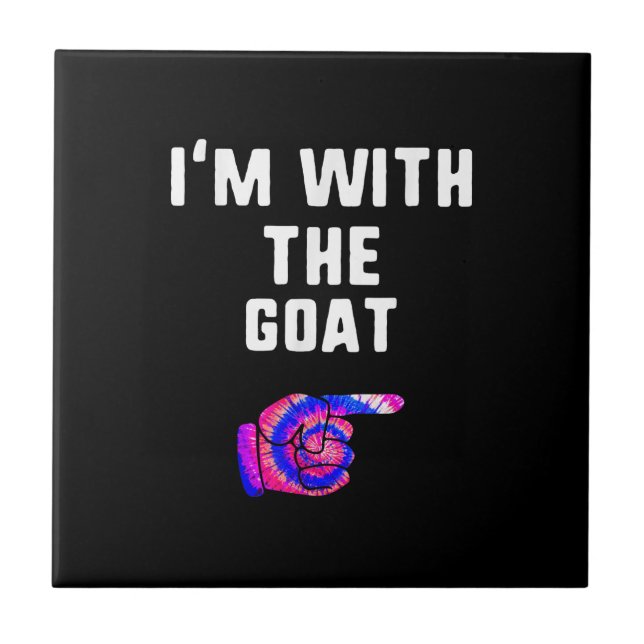I'm With Goat Tie Dye Halloween Matching Couple Tile (Front)