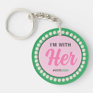 I'M WITH HER 2024 Pearls & Clover (Pink Green) Key Ring