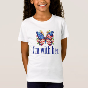 I'm With Her Cute Kamala Butterfly Girls T-Shirt